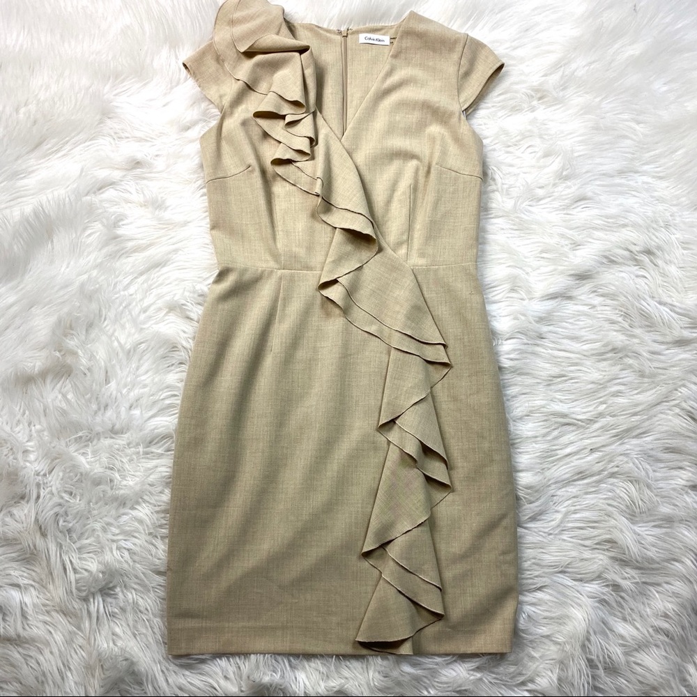 Calvin Klein Ruffle Sheath Dress, Size 10